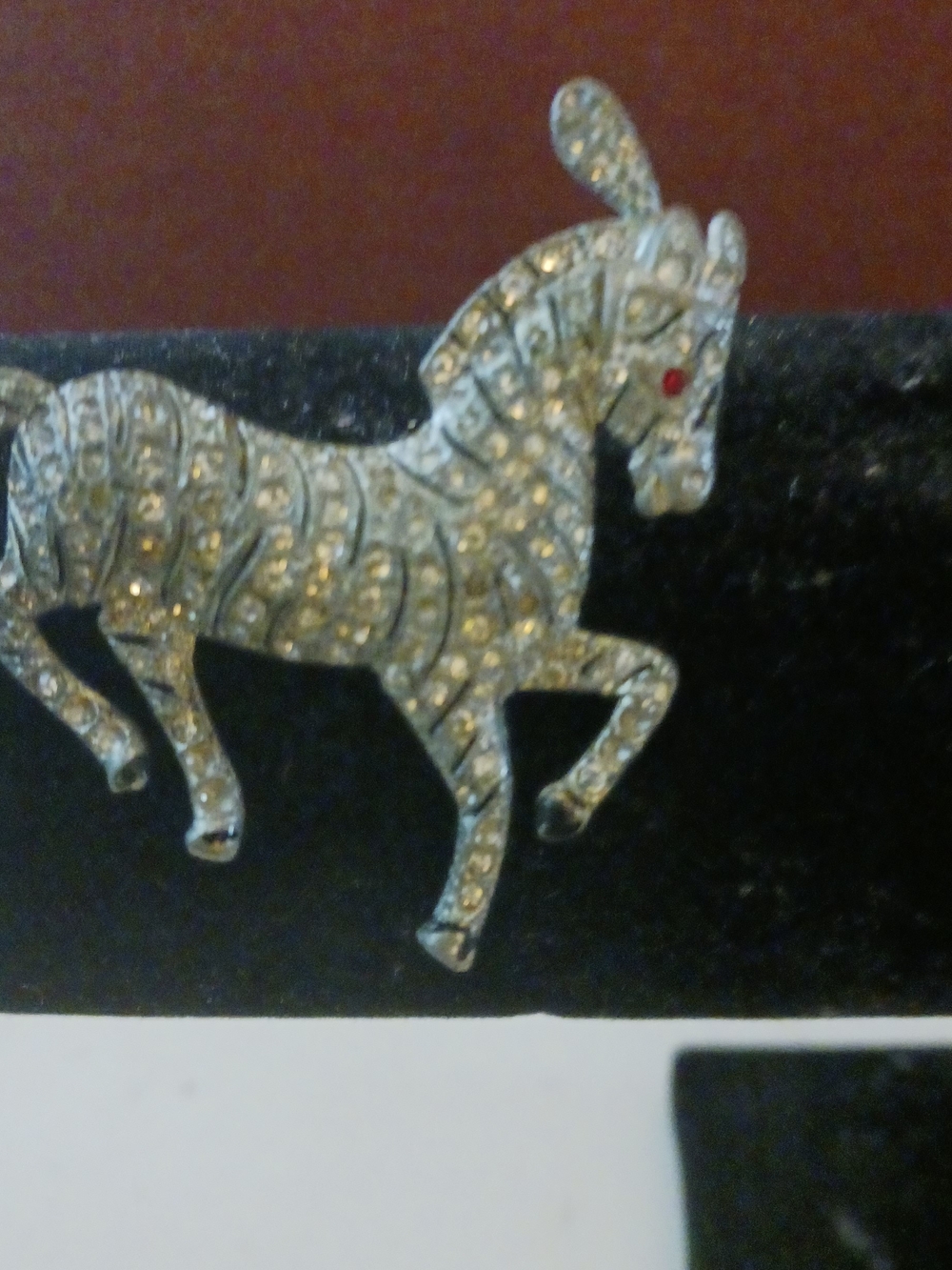 Crystal Zebra Accent Pin - Silver Tone